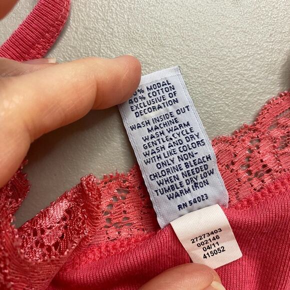 GAP Lace Trimmed Tank Top Womens XL Pink Soft Stretch Cami Babydoll Vintage Y2K - Picture 9 of 10